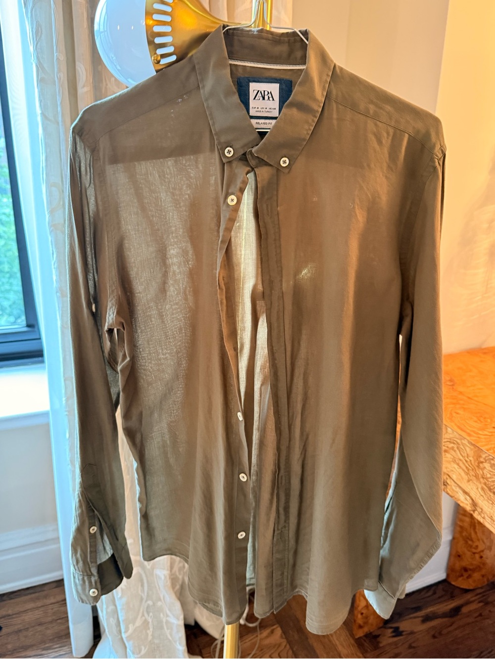 Zara Olive Button-Down Shirt